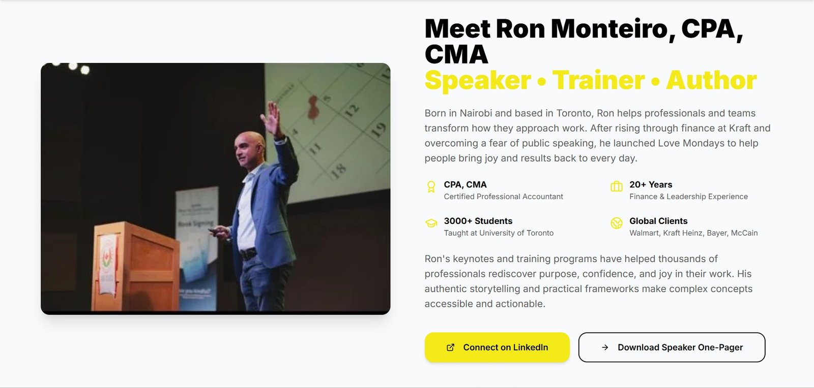 Ron Monteiro Website — About Section